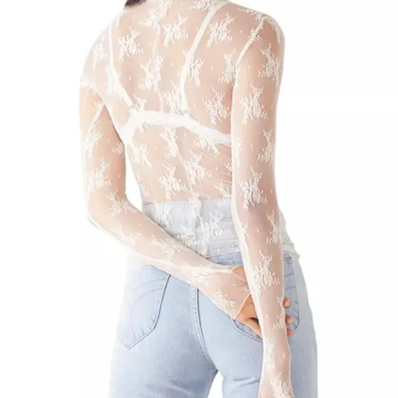 Free People Sheer Lace Top - Cream - Picture 2 of 3
